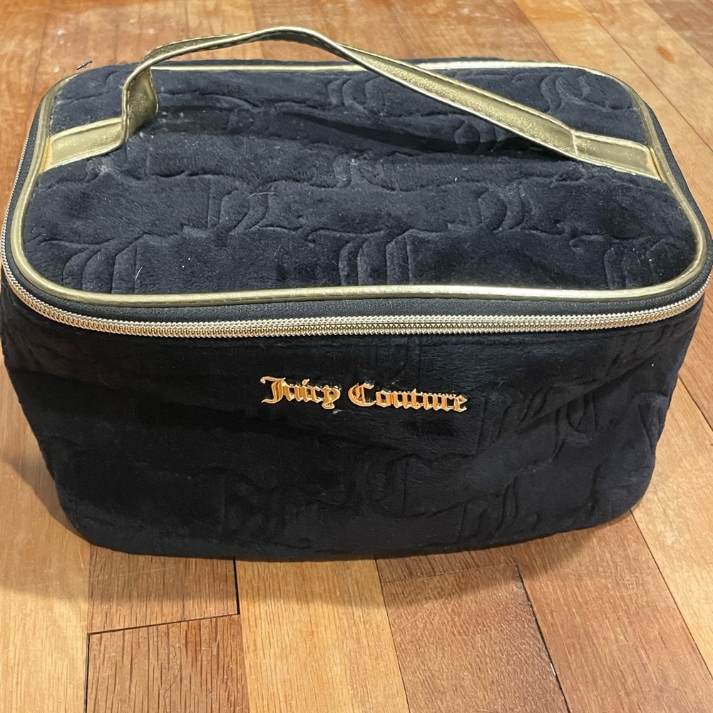 Juicy Couture Black Velvet Bag with Gold Trim